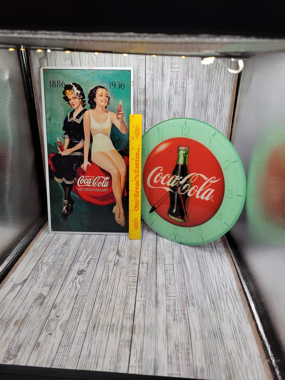 Coca Cola Items - Vintage Metal Sign And Vintage Working Clock